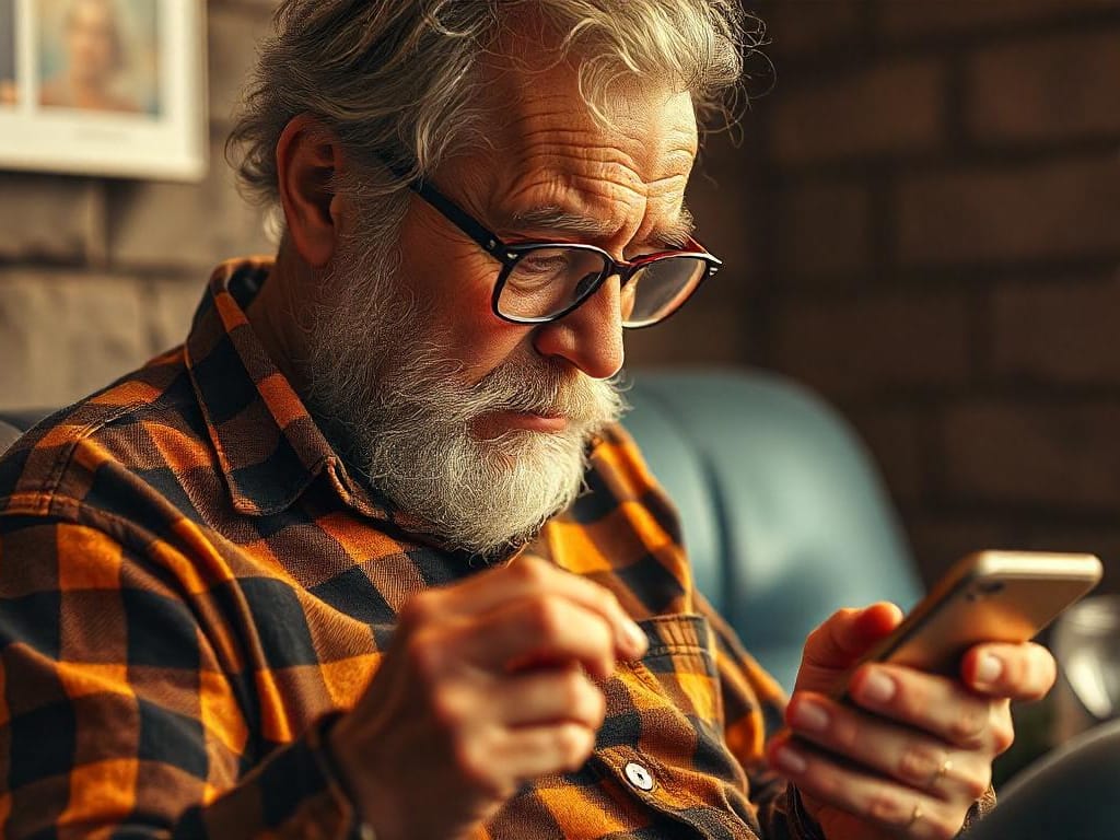 Baby Boomer Confuso e perso difronte al suo smartphone