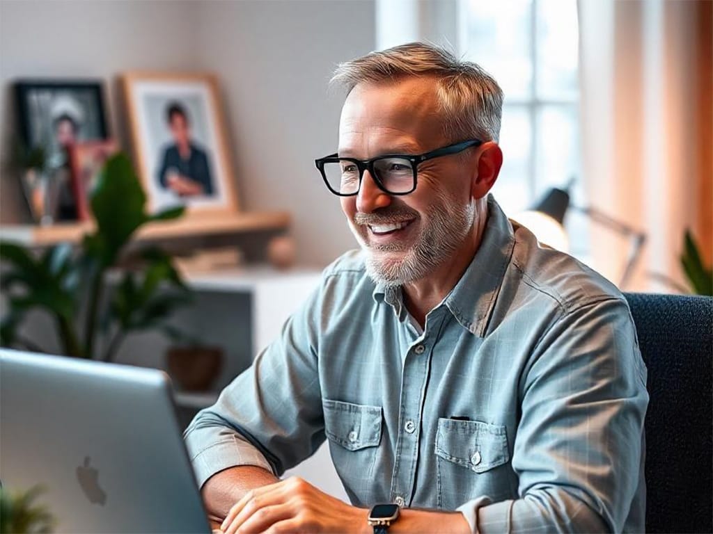 boomer lavorando su Macbook Pro