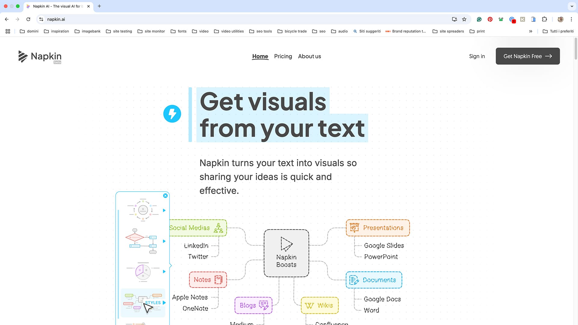 Napkin A.I : Trasforma il Tuo Testo in Visuali per Condividere Idee in Modo Efficace!