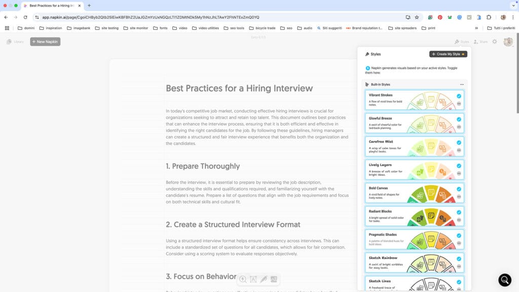 Condivisione di idee visive con Napkin