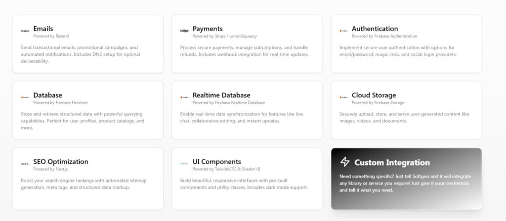 Interfaccia intuitiva di Softgen per creare app web senza codice