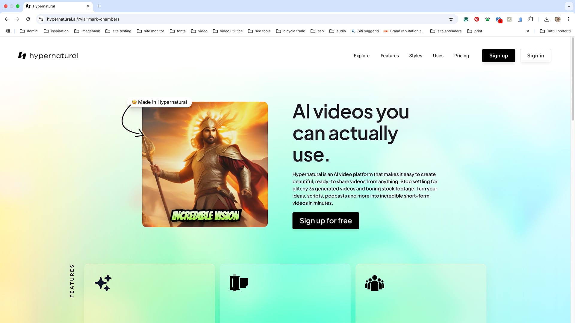 Sito Web di Hypernatural AI